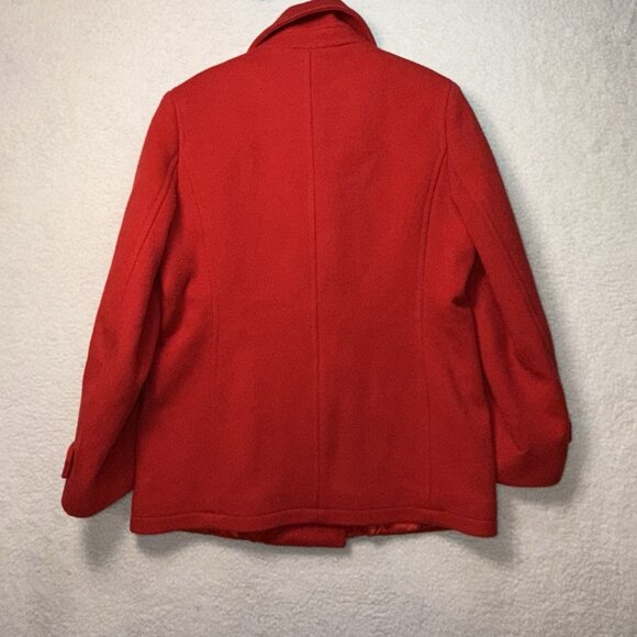 L.L. Bean Pea Coat Womens 12 R Red  100% Wool  Bellandi 260345 - Picture 5 of 8